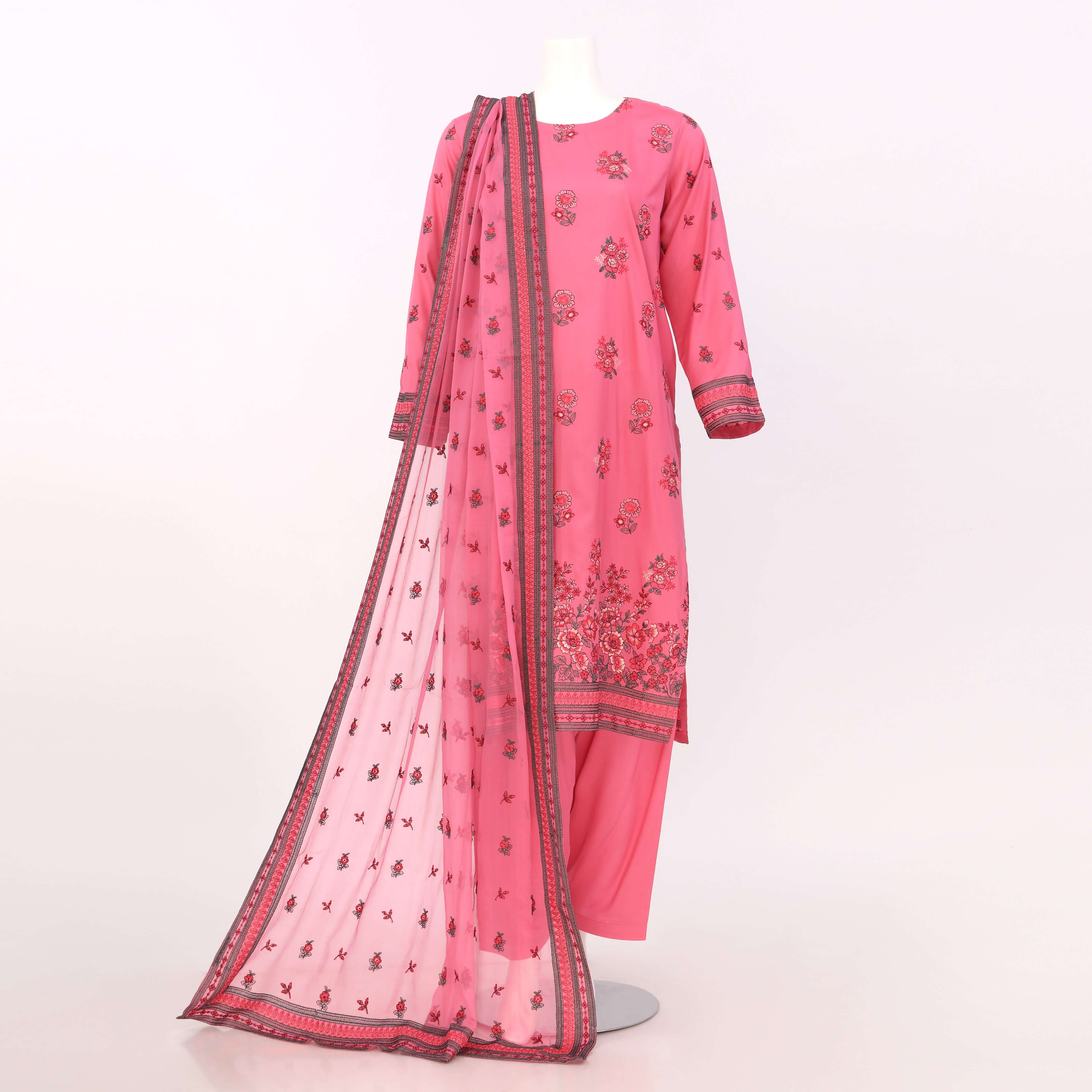 Unstitched Embroidered 3 Piece Suit Arrotti