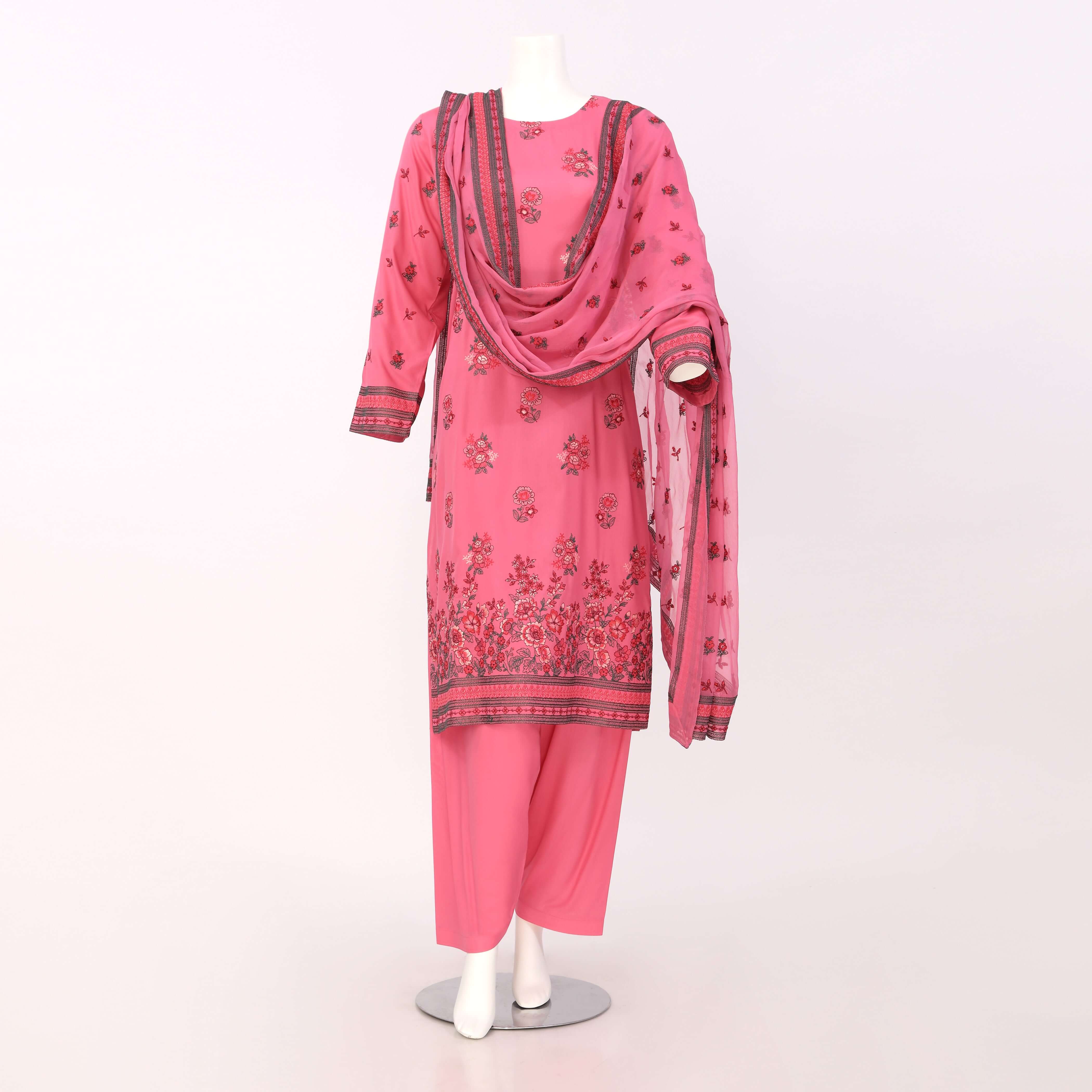 Unstitched Embroidered 3 Piece Suit Arrotti