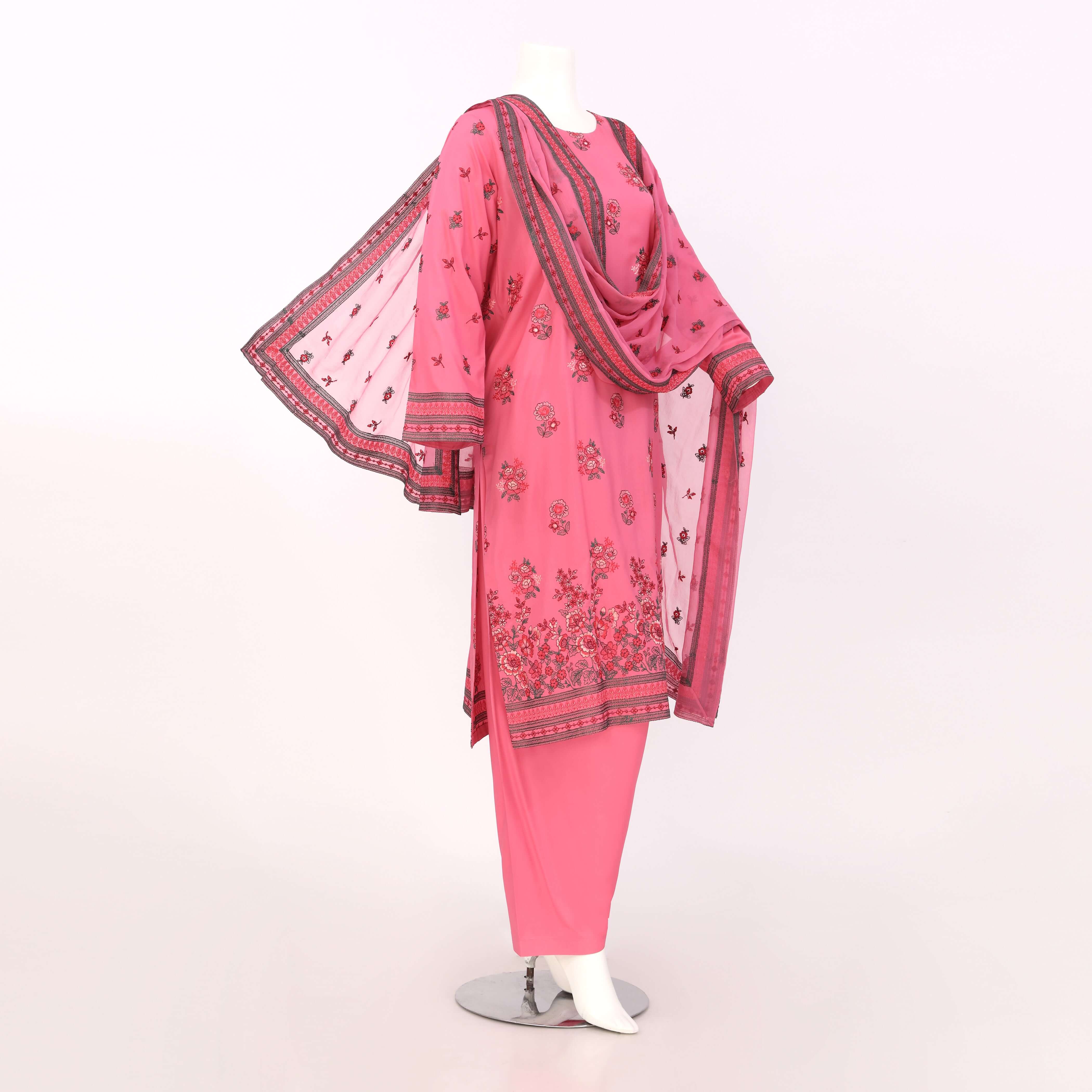 Unstitched Embroidered 3 Piece Suit Arrotti