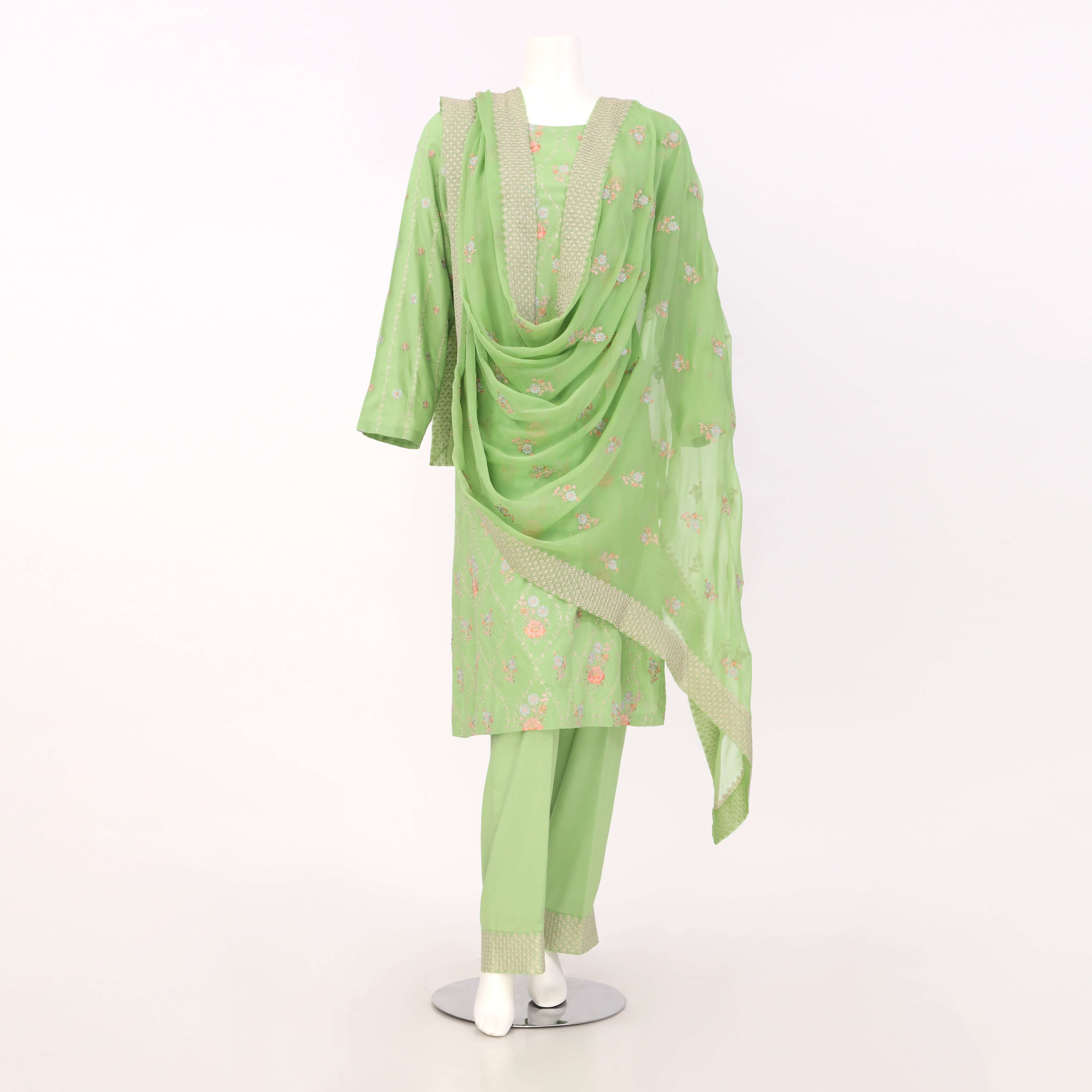 Unstitched Embroidered 3 Piece Suit Arrotti