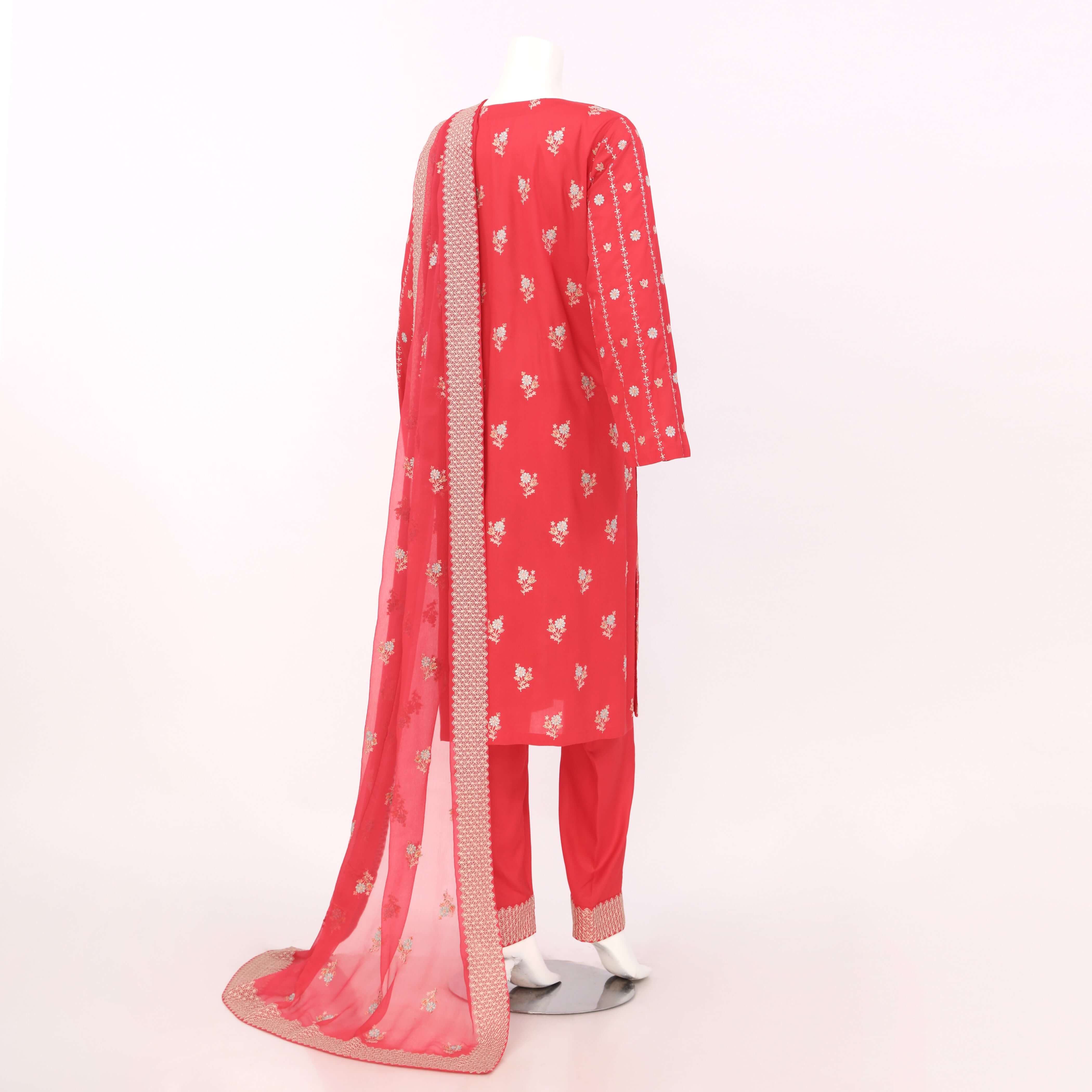 Unstitched Embroidered 3 Piece Suit Arrotti
