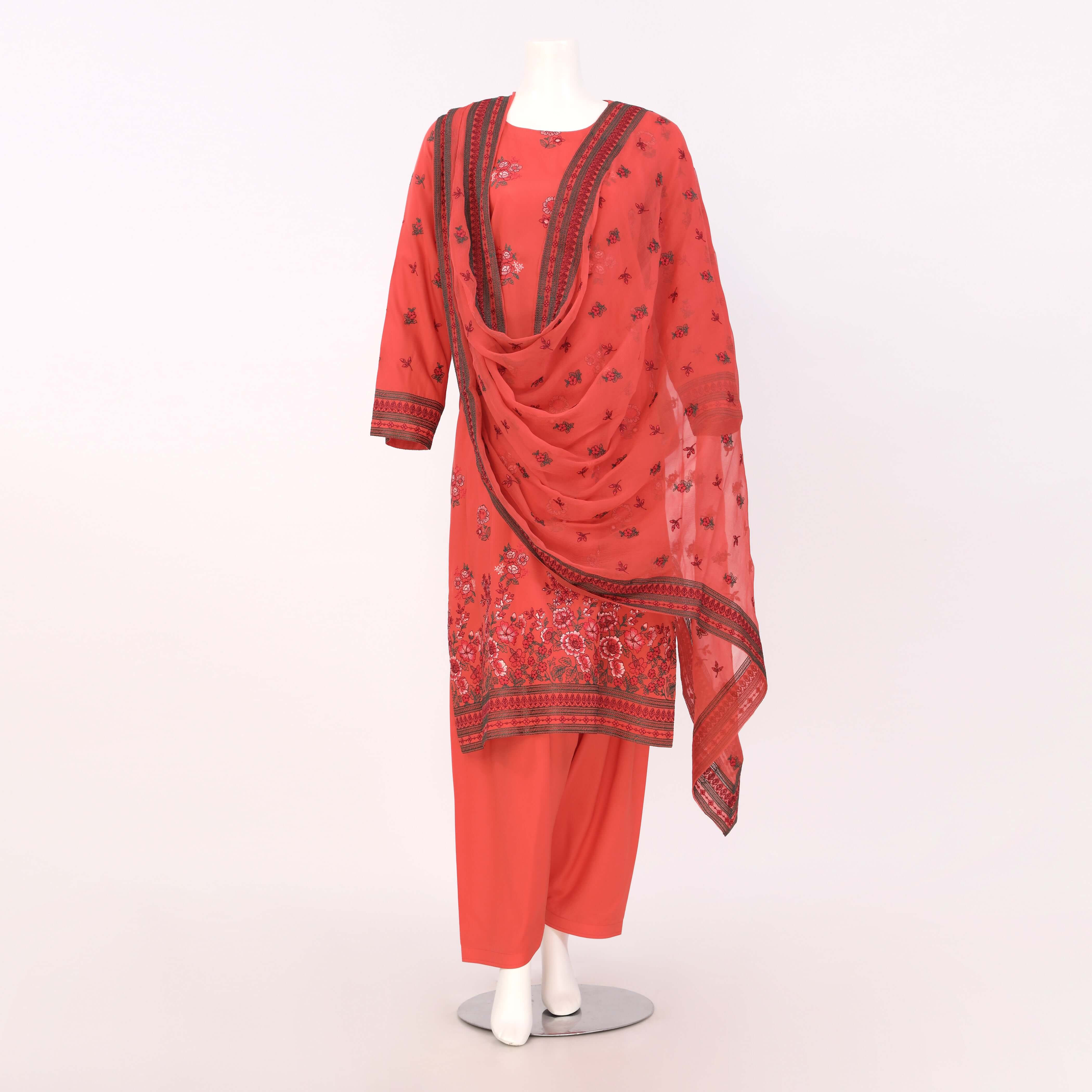 Pakistani Embroidered 3 Piece Suit Arrotti