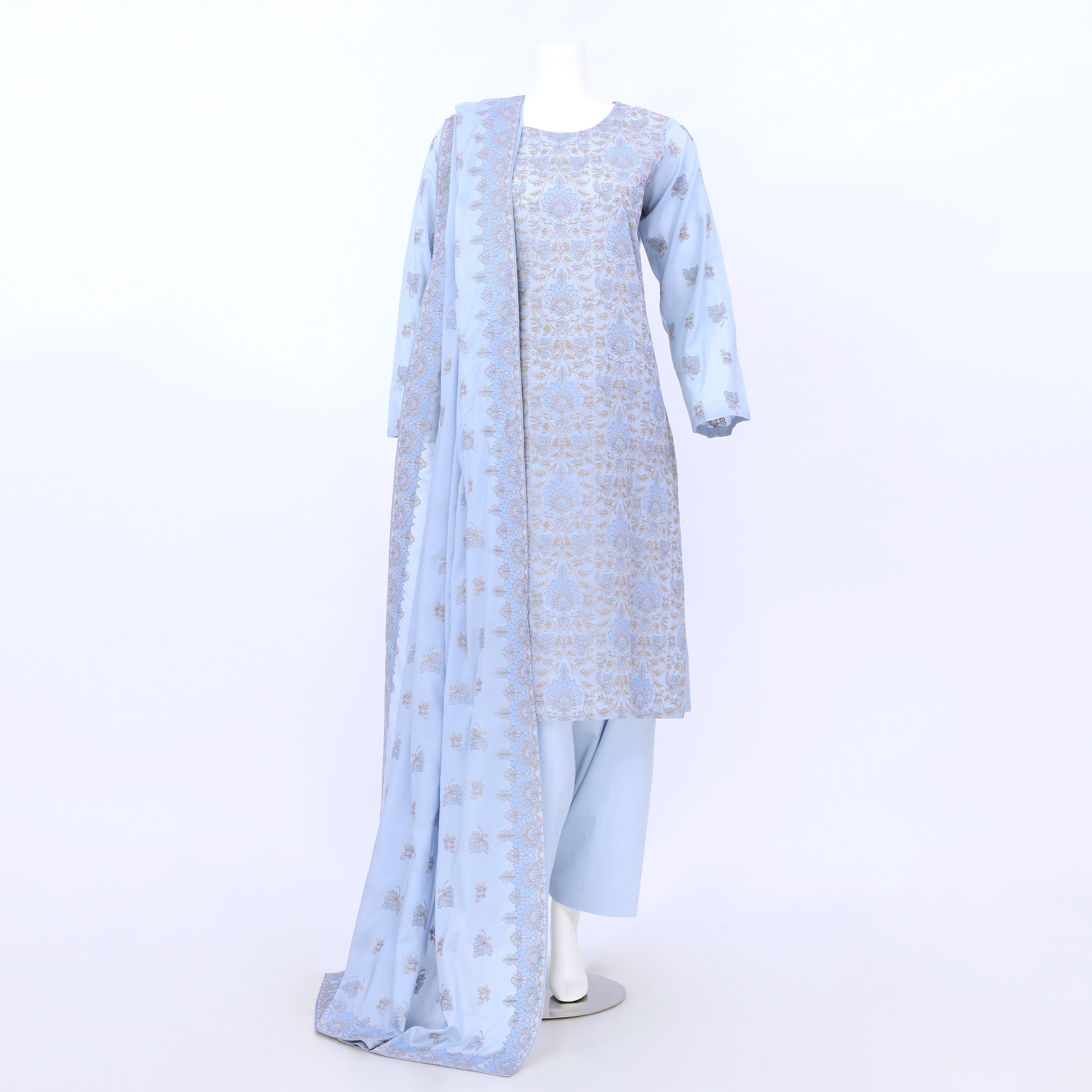 Lawn Embroidered Unstitched 3 Piece Suit