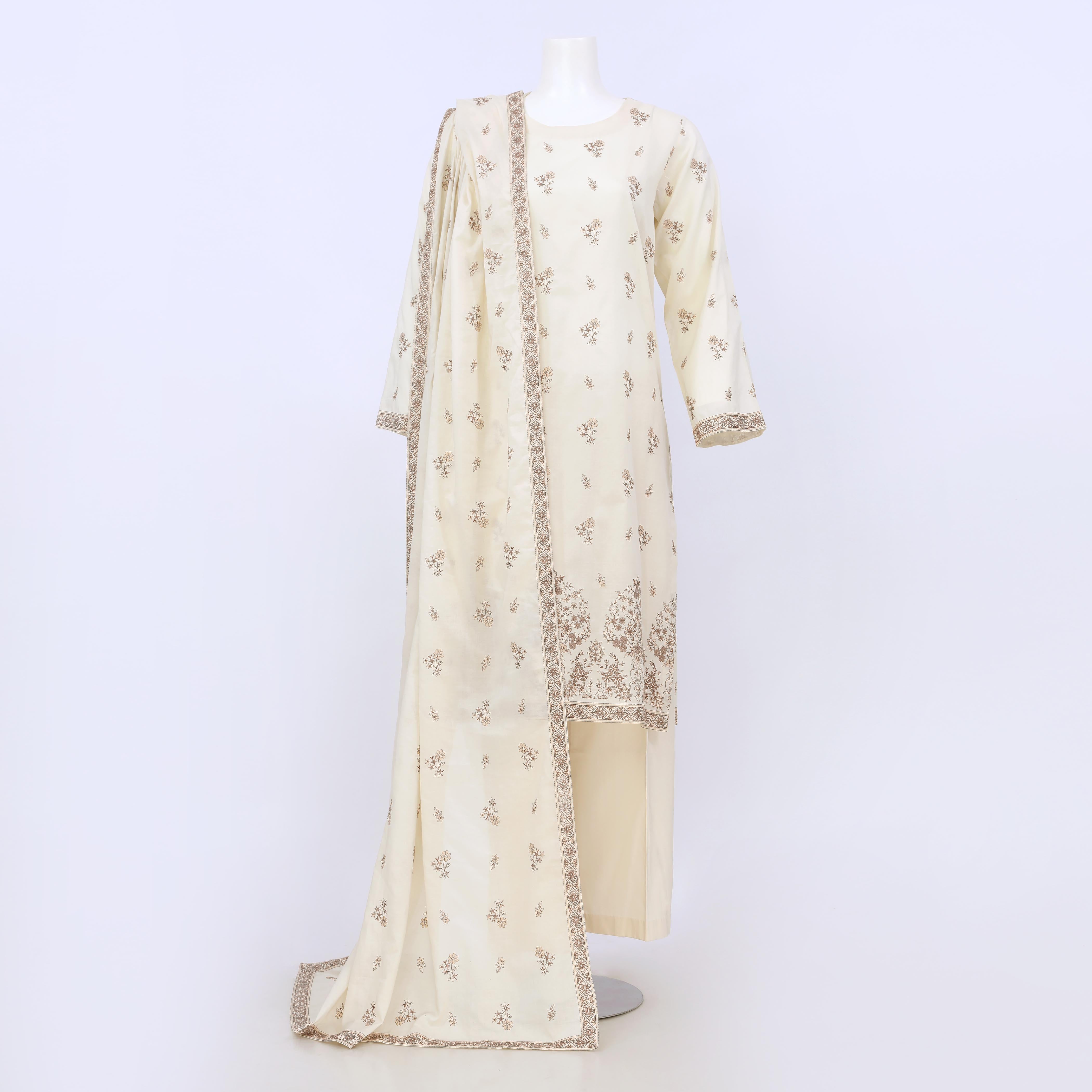 Lawn Embroidered Unstitched 3 Piece Suit