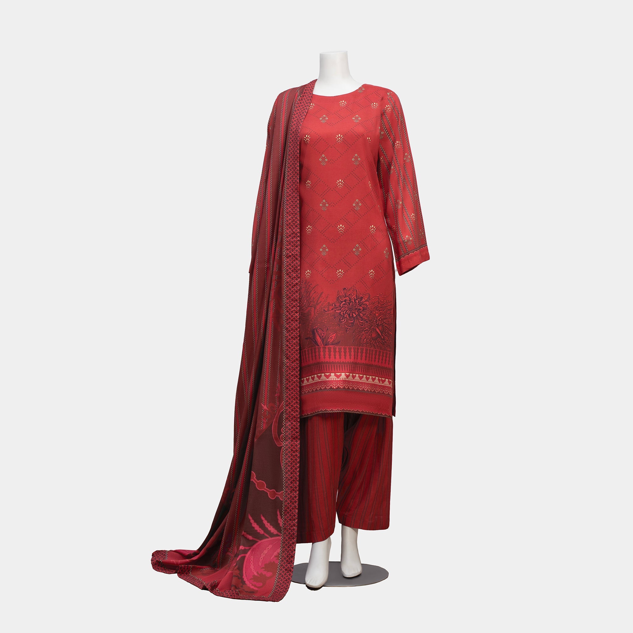 Unstitched Viscose Lawn 3 Piece Suit Arrotti