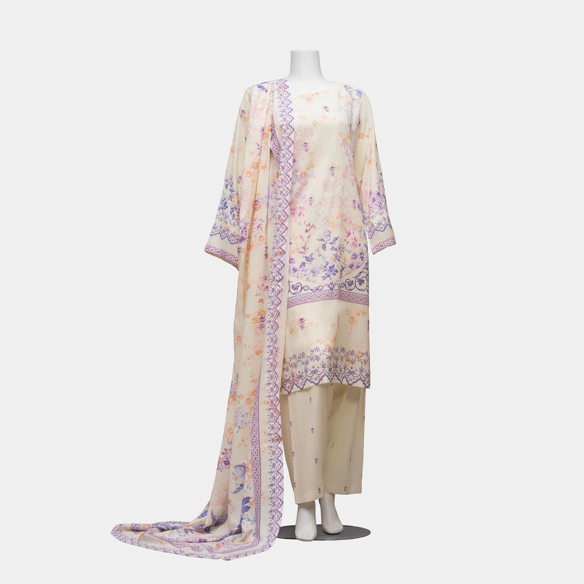 Unstitched Viscose Lawn 3 Piece Suit Arrotti