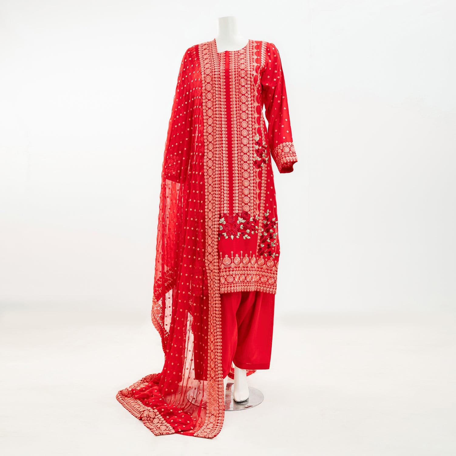 Pakistani Embroidered 3 Piece Suit                               