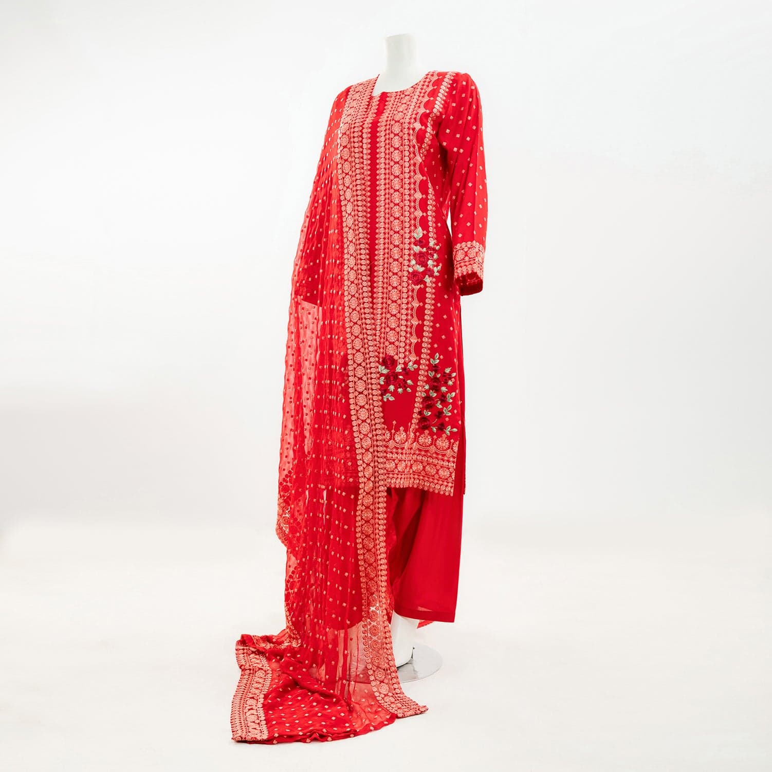 Pakistani Embroidered 3 Piece Suit                               